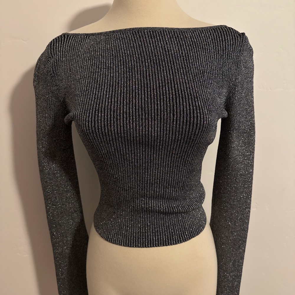 H&M Divided Shimmer Ribbed Knit Top – Size Small